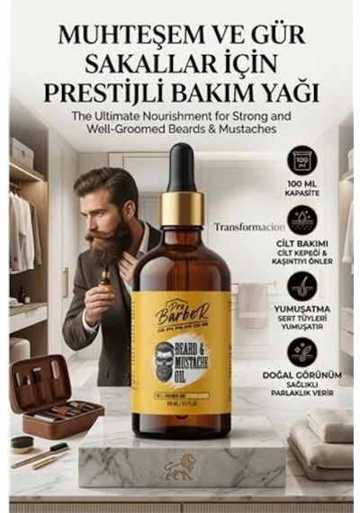 Yoğun Sakal Ve Bıyıklara Bakım Yağı Yumuşatıcı Kaşıntı Kepek Önleyici Serum 100ml 723074