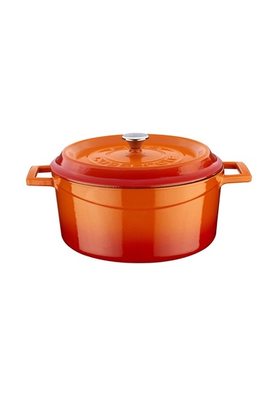 Döküm Yuvarlak Tencere, Trendy, 24 Cm, Turuncu Çok Renkli