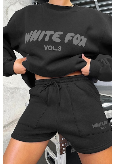 Madmext Siyah Bisiklet Yaka Baskılı Sweatshirt Mg1904 Siyah