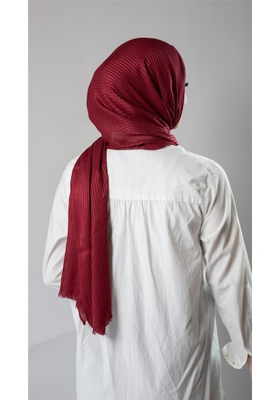 Hürrem Bone Bordo İnce Çizgili Şal Viskon Kumaş Bursa Dolama 202111 16 Bordo