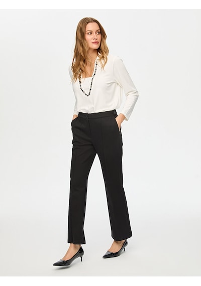Faik Sönmez Önü Dikiş Detaylı Wide Leg Fit Örme Pantolon S26pnt017 Us26pnt01710 Siyah