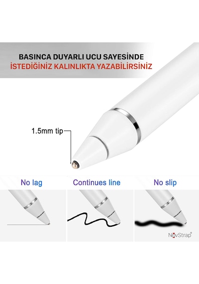 NovStrap Samsung Galaxy Tab A7 T500 / T505 / T507 Uyumlu Active Stylus Dokunmatik Kalem Pencil