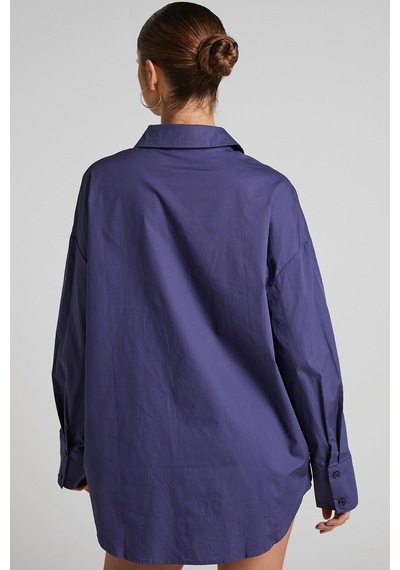 Seeh Mor Oversize Basic Kadın Gömlek Sh268