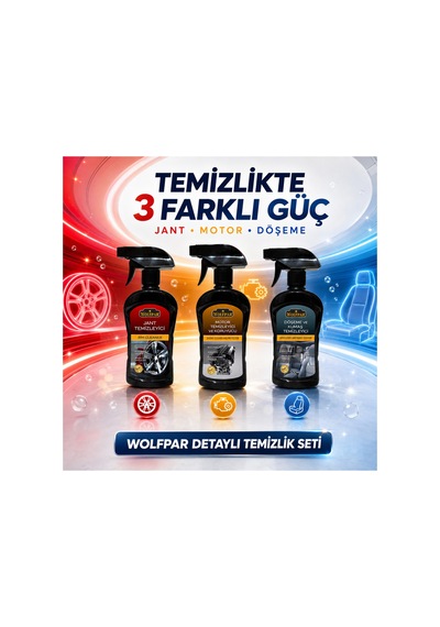 3 Lü Detaylı Araç Temizlik Seti Jant, Motor Ve Döşeme Bakımı