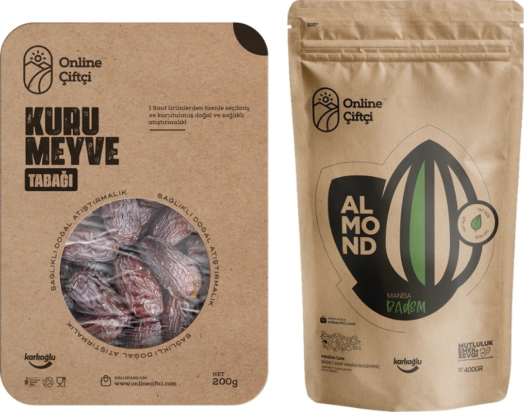 Online Çiftçi Kudüs Hurması 200 G + Çiğ Badem 400 G