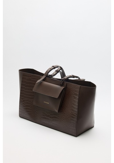 Lutvelizade Çanta 2601 Croc Kumaş Shopper Acı Kahve Croc Kadın Çanta