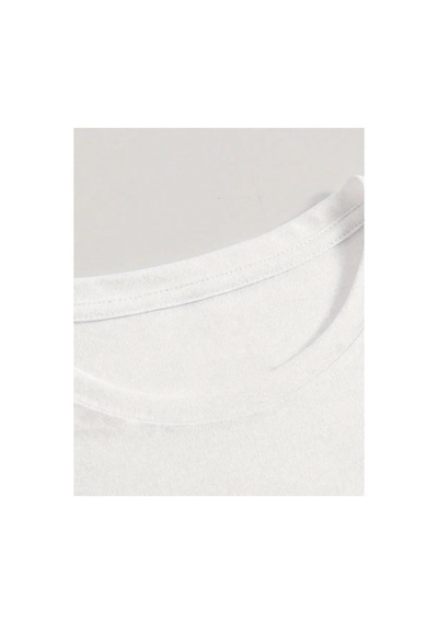 Herkesemoda Baskılı Basic T-shirt Beyaz