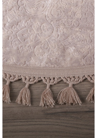 Nova Kahve Yuvarlak 100x100 Cm Ponpon Saçaklı Kaymaz Tabanlı Maki Çok Renkli