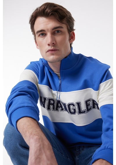 Wrangler Regular Fit Normal Kesim Dik Yaka %100 Pamuk Mavi Erkek Sweatshirt W232526400 Mavi