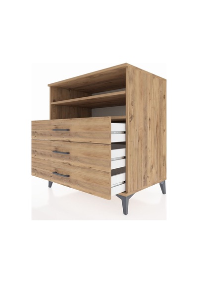 Kronos Şifonyer 2 Raflı 3 Çekmeceli 88x59x96 Çam-çam Çam