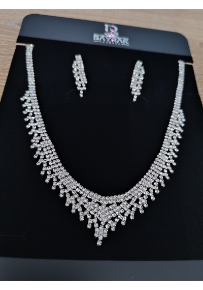 Zirkon Takı Seti 2li Kolye Küpe Silver
