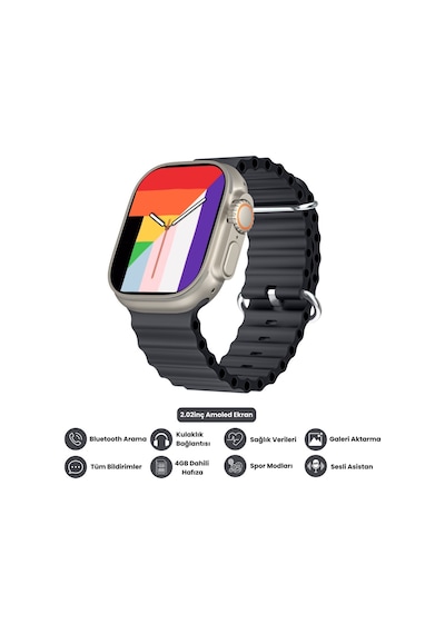 Harvox Hk 11 Ultra 3 Amoled Akıllı Saat Iphone Ve Android Tüm Telefonlara Uyumlu 49 Mm Gümüş