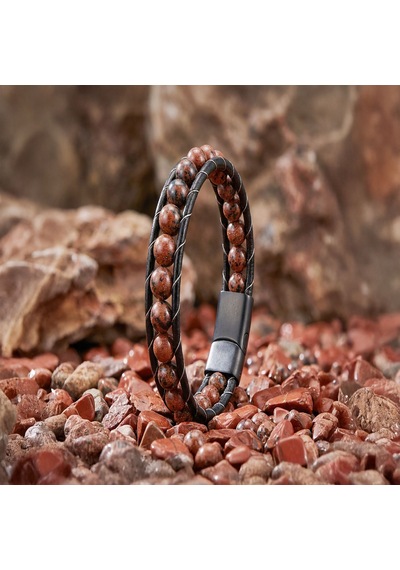 Beycen Aksesuar 8mm Maun Obsidyen Doğal Taş Ve Deri Erkek Bileklik 39022b2d8m9 Çok Renkli 04880161