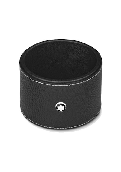 Montblanc Siyah Deri Yuvarlak Masa Tepsi Orta 133161 Siyah