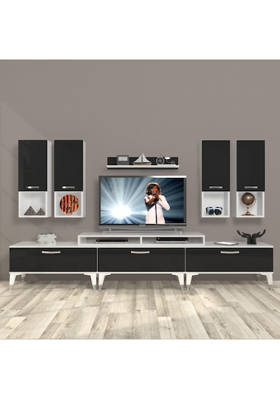 Decoraktiv Ekoflex 8da Mdf Silver Tv Ünitesi Tv Sehpası Beyaz - Siyah