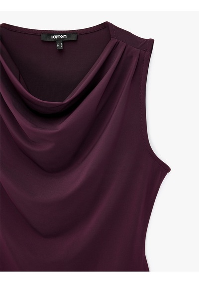 Koton Slim Fit Kolsuz Drapeli Degaje Yaka Atlet Mürdüm 7wak10101ek Mor