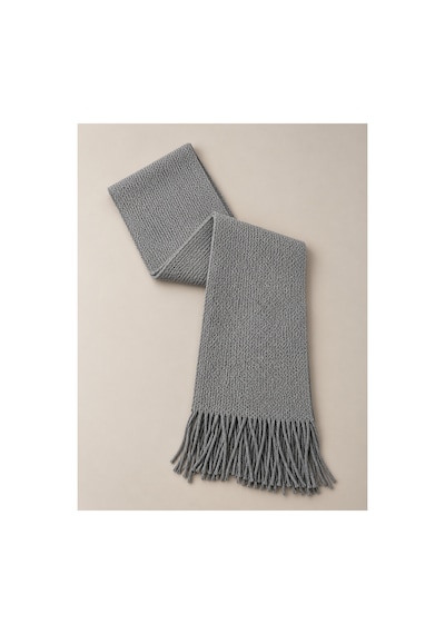 Aydincapqa Unisex Selanik Örgü Görünümlü Triko Atkı Püsküllü Kışlık Boyun Atkısı 165x20 Gri - 944087051 Gri