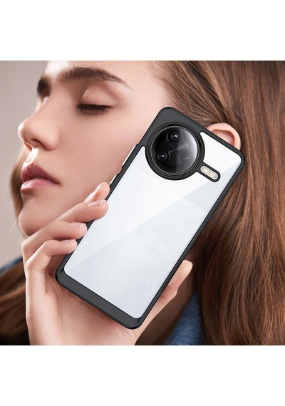 Caseonn Xiaomi Poco F7 Pro Kılıf Kamera Korumalı Darbe Emici Şeffaf Arka Kapak Siyah