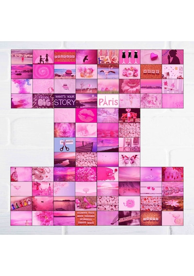 Pinterest Aesthetic Pembe Duvar Posteri Kolaj 80 Adet 10x15 Cm