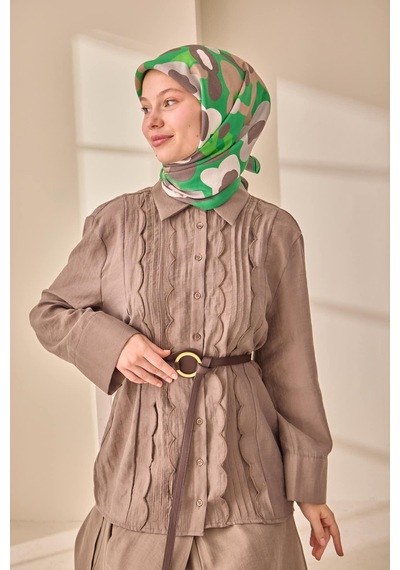 Silk Home Aura Eşarp 140003-10 Yeşil, Vizon, Gri, Koyu Vizon