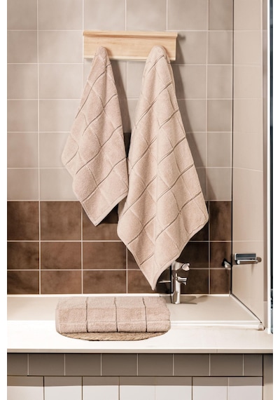 Varol Kare Micro Cotton Banyo Havlusu 90x150cm Bej-90x150cm Bej