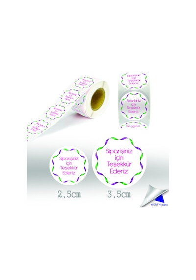Sipariş Paketi Etiketi Sticker 3,5cm 28 Adet Baskes Model 8