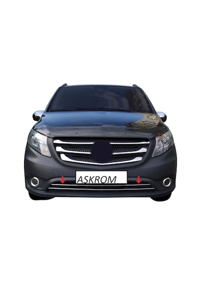 Mercedes Vito/w447 Uyumlu Ön Tampon Çıtası Düz 2 Parça 2014 Ve Üzeri Paslanmaz Krom