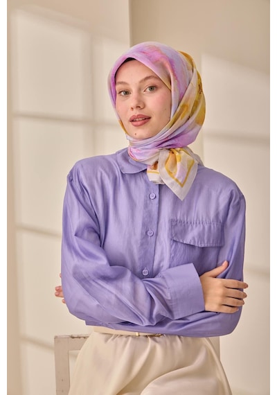 Silk Home Olinda İpek Eşarp 47004-08 Gümüş, Yanık Sarı, Turuncu, Lila, Pembe