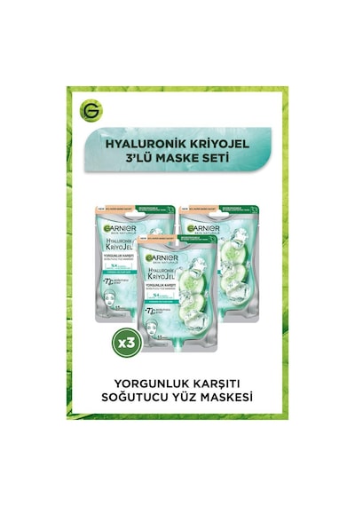 Hyaluronik Kriyojel Yorgunluk Karşıtı Soğutucu Yüz Maskesi 3'lü Set pktkryjlyzmsk-9542