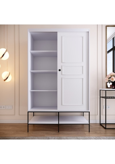 Pasific Home Martin 2 Kapaklı Sürgülü Gardırop Elbise Dolabı Parlak Beyaz 120 CM