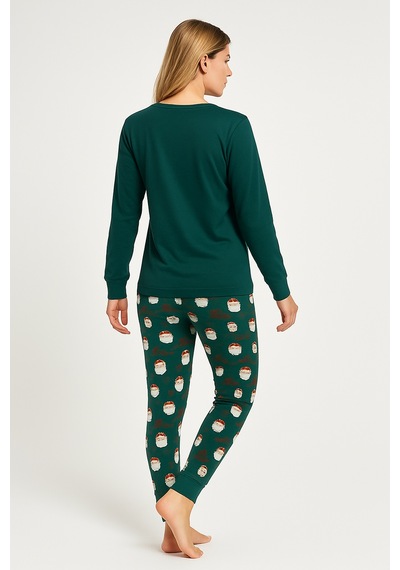 Mutlu City Kadın Yumuşak Doku Termal Pijama Takımı 42050 Zümrüt Yeşili