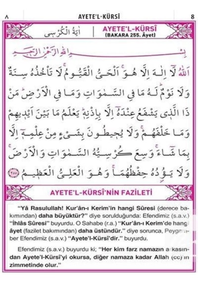 41 Yasin Bilgisayar Hatlı Türkçe Okunuşlu Ve Mealli Çanta Boy