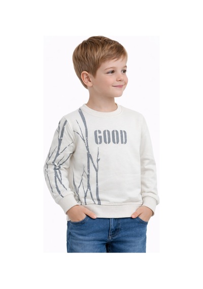 Baglan Erkek Çocuk Önü Arkası Baskılı Sweatshirt Bgl-st05240 Ekru
