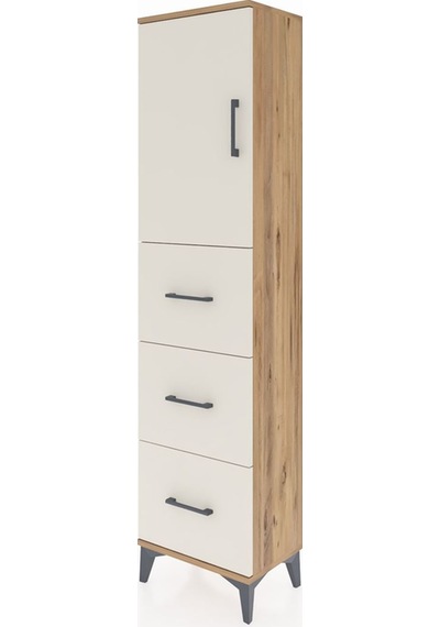 Arges Dolap Tek Raflı 3 Çekmeceli Tek Kapaklı 44x30x182 Çam-a... Çam