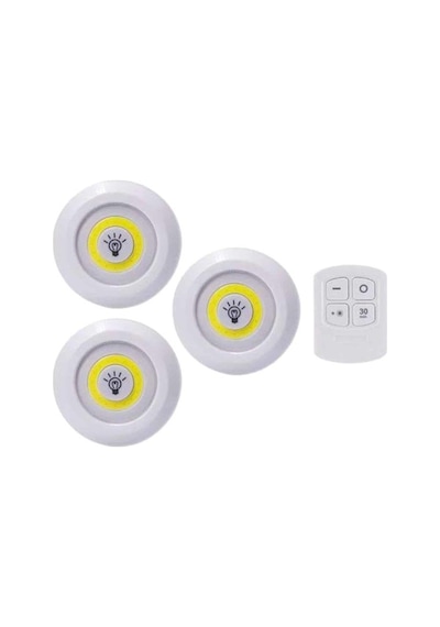 Led Lamba 3'lü Uzaktan Kumandalı Yapışkanlı Beyaz