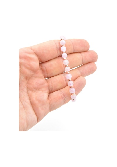 Murty99 Makrome Model Hakiki Kunzit Taşı Bileklik 6.5 Mm Pembe