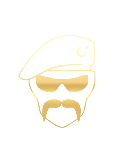 Hilal Bıyıklı Asker Araba Sticker 17x17 Cm Gold
