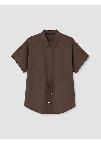 Lcw Everyday Kahverengi Bağcıklı Oversize Kadın Gömlek