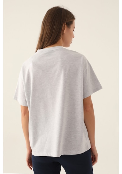 Yale Emblem Kar Melanj Kadın T-shirt 5274-42818 Kar Melanj