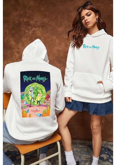 Tarzsokak Unisex Rick And Morty Baskılı Sweatshirt Ty-siyah-rickmorty Beyaz
