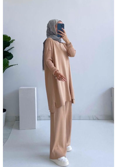 Ka Hijab Mira Merserize Takım - Sütlü Kahve