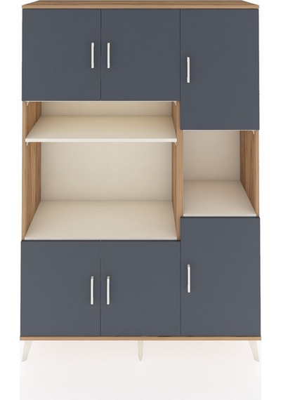 Hyperion Dolap 9 Raflı 6 Kapaklı 132x44x195 Çam-antrasit/aytaşı Çam