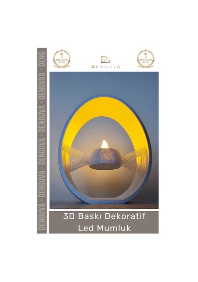 Modern Estetik Ev Hediyesi Ofis Tasarım Led Işıklı Masaüstü 3d Baskı Dekoratif Mumluk - 1 Adet Çok Renkli