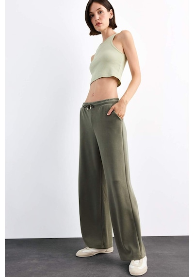 Defacto Relax Fit Beli Lastikli Düz Paça Modal Pantolon G1086ax25smkh258 Haki