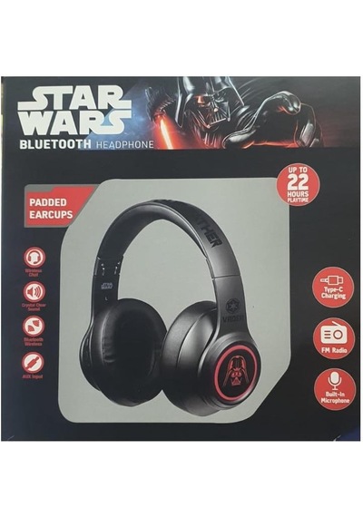 Star Wars Darth Vader Bluetooth Kulaklık Led Işıklı Mikrofonlu Kablosuz Radyolu Lisanslı Sw-2021-ds