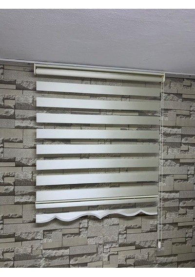 Bambu Acık Krem Renk Zebra Perde (Etekli)