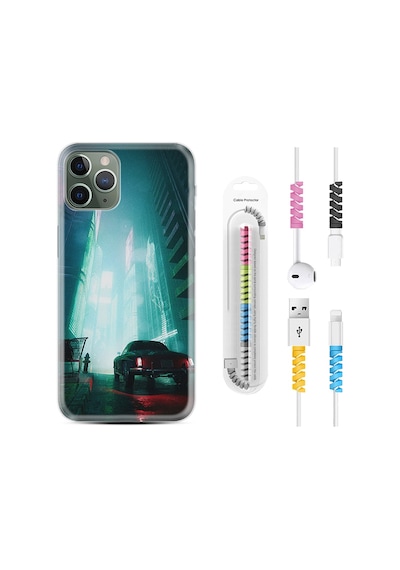 Apple Uyumlu iPhone 13 Pro Max Kılıf Kablo Koruyuculu Night Cars 1619