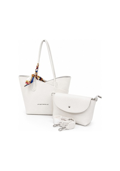 Just Polo Beyaz Kadin Omuz Cantasi 3'lu Set Gunluk Shopper Canta Krem