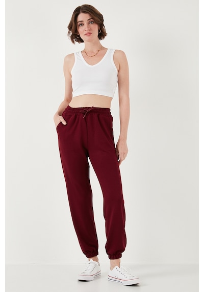Lela Streç Regular Fit Oysho Kumaş Bayan Eşofman Altı 5865798O Bordo