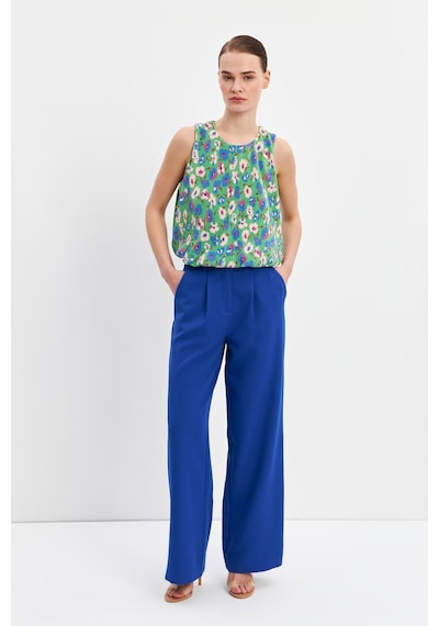 Stella Pulvis Mavi Yüksek Bel Wide Leg Krep Pantolon Mavi